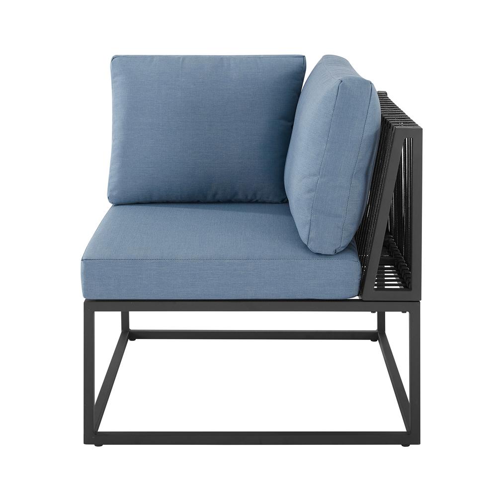 Trinidad Outdoor Modern Modular Patio Corner Chair - Blue. Picture 2