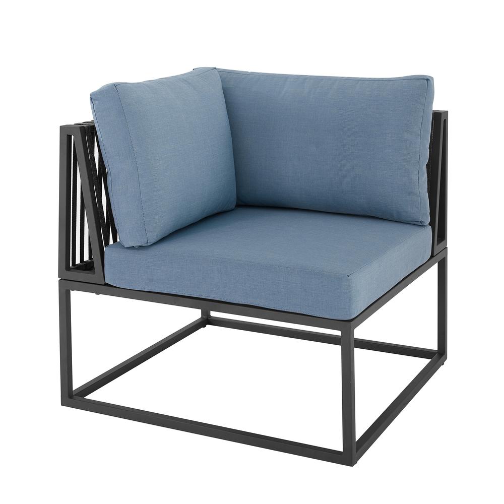Trinidad Outdoor Modern Modular Patio Corner Chair - Blue. Picture 3