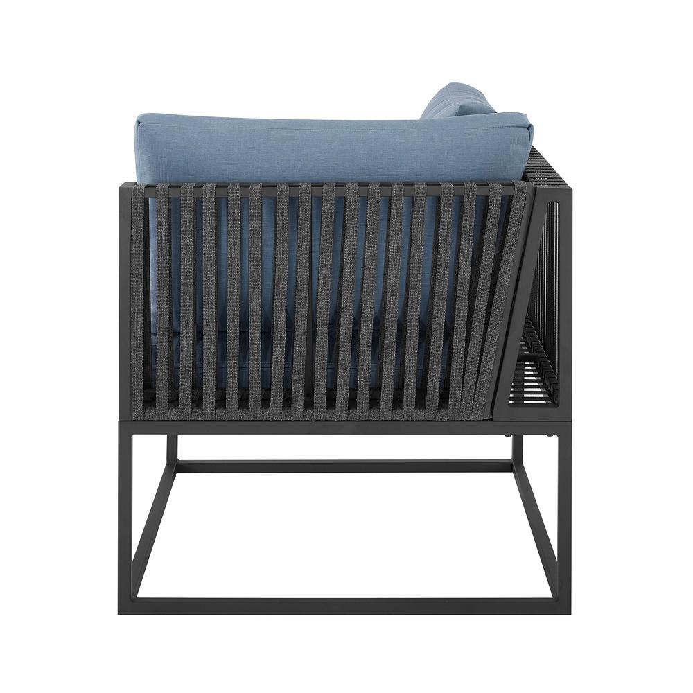 Trinidad Outdoor Modern Modular Patio Corner Chair - Blue. Picture 4