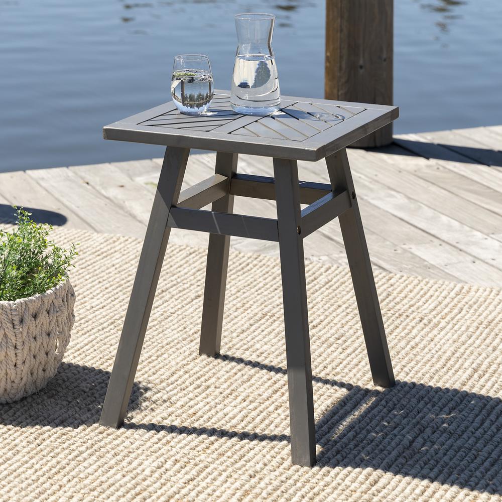 Outdoor Chevron Side Table - Grey Wash. Picture 2
