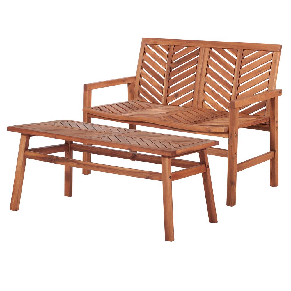 2-Piece Chevron Outdoor Patio Chat Set - Brown. Picture 2
