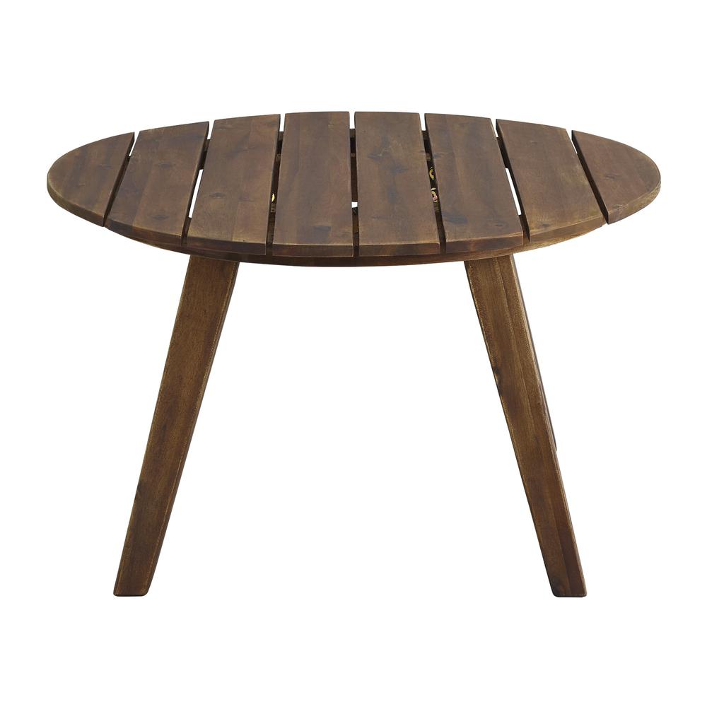 30" Acacia Round Coffee Table - Dark Brown. Picture 4