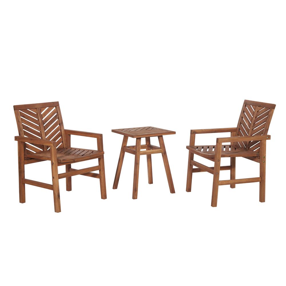 3-Piece Chevron Outdoor Patio Chat Set - Brown. Picture 2