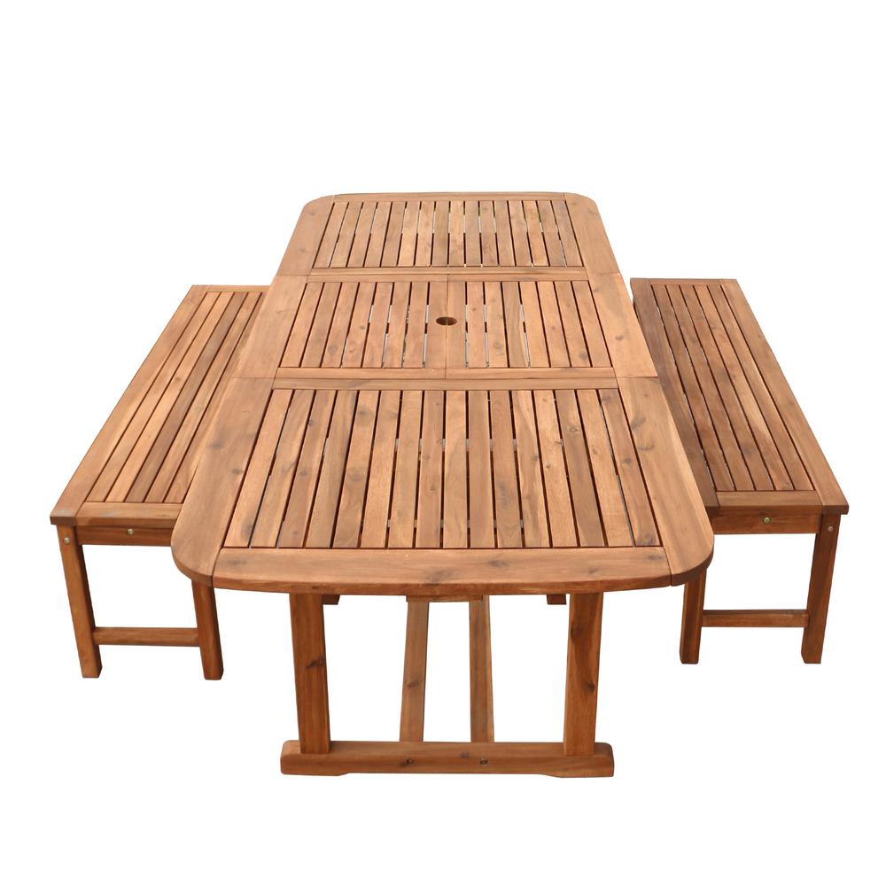 3-Piece Brown Acacia Patio Dining Set. Picture 2