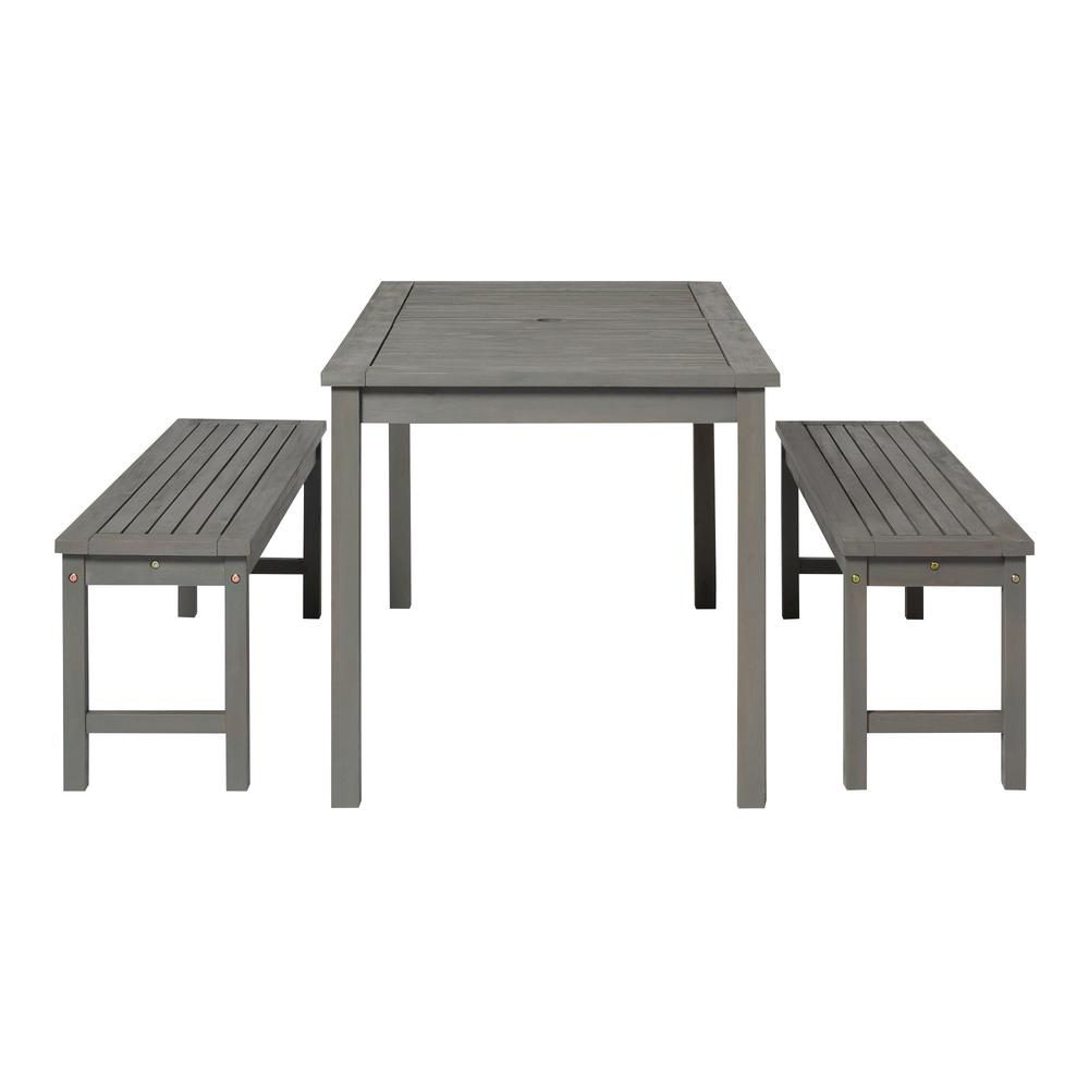 3-Piece Simple Outdoor Patio Dining Set - Grey Wash. Picture 4