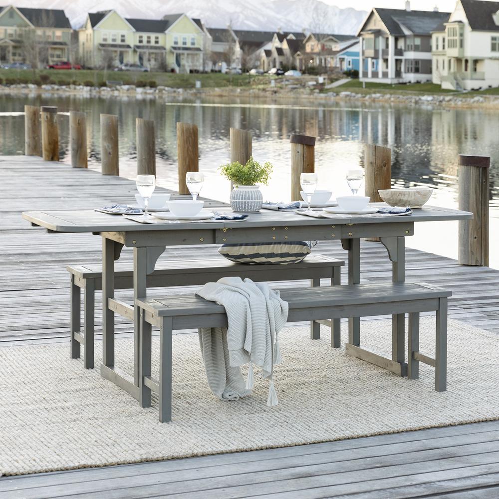 3-Piece Classic Outdoor Patio Dining Set - Grey Wash. Picture 2