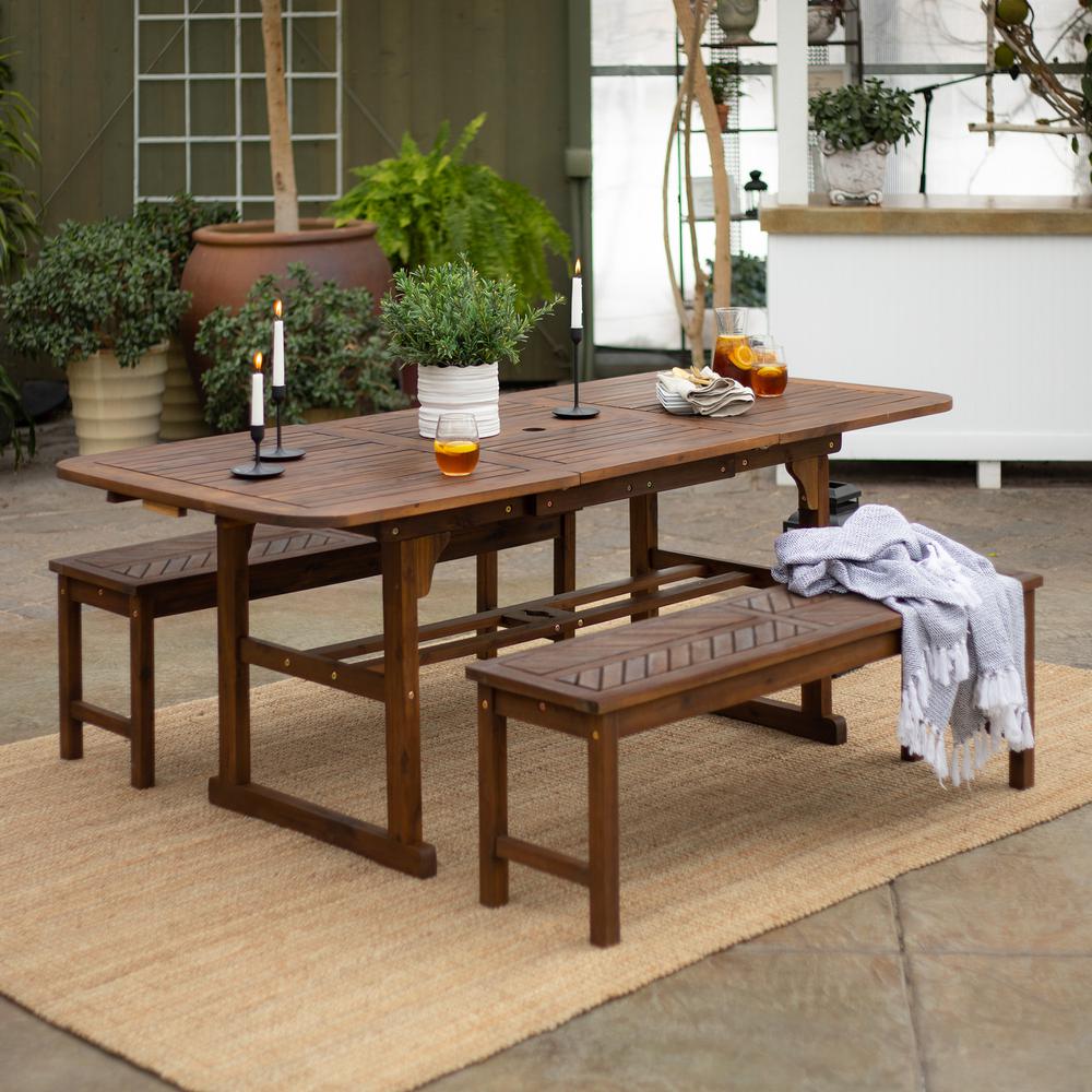 3-Piece Extendable Outdoor Patio Dining Set - Dark Brown. Picture 2
