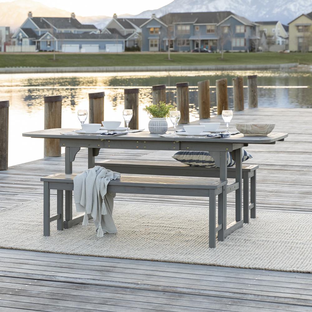 3-Piece Extendable Outdoor Patio Dining Set - Grey Wash. Picture 2