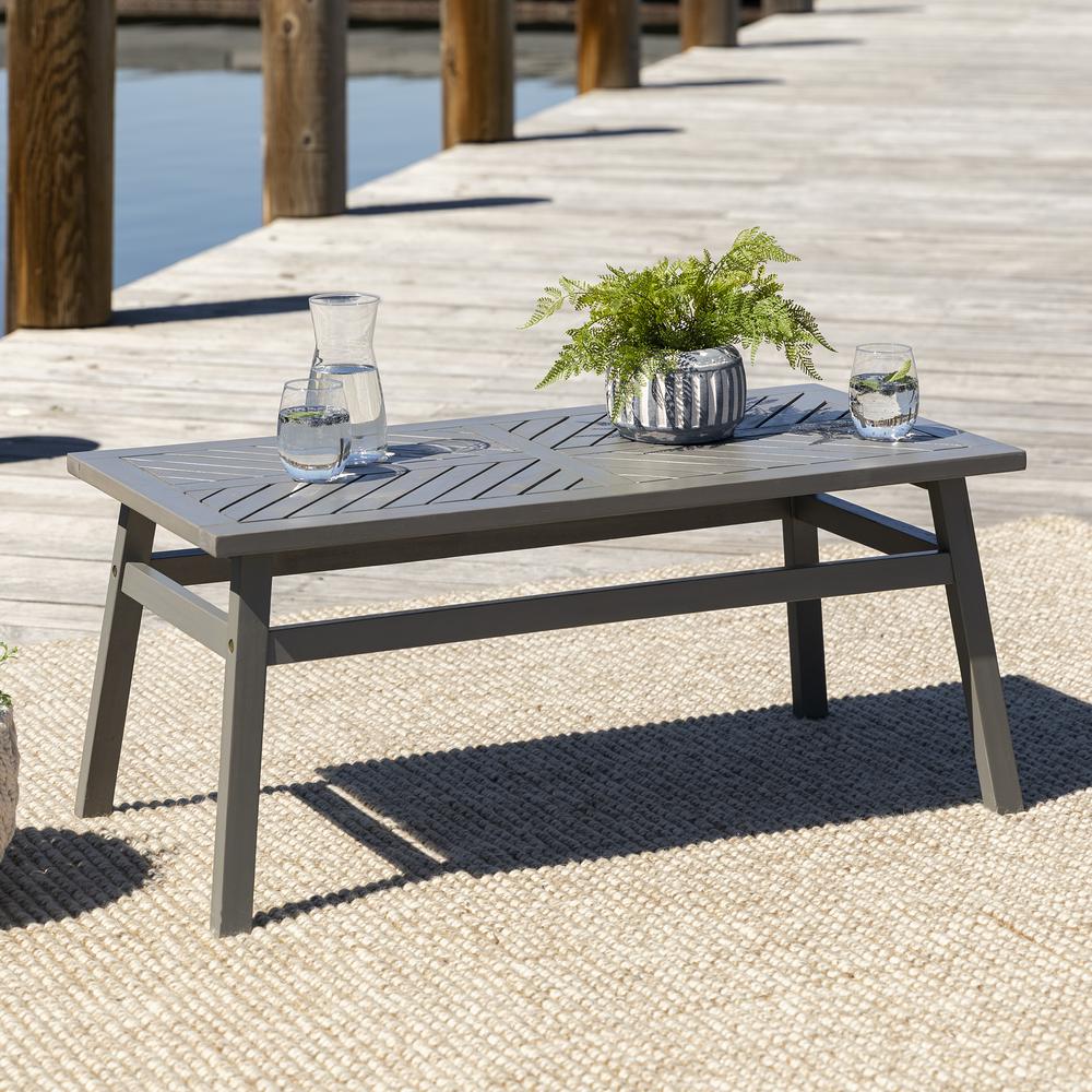 Outdoor Chevron Coffee Table - Grey Wash. Picture 2