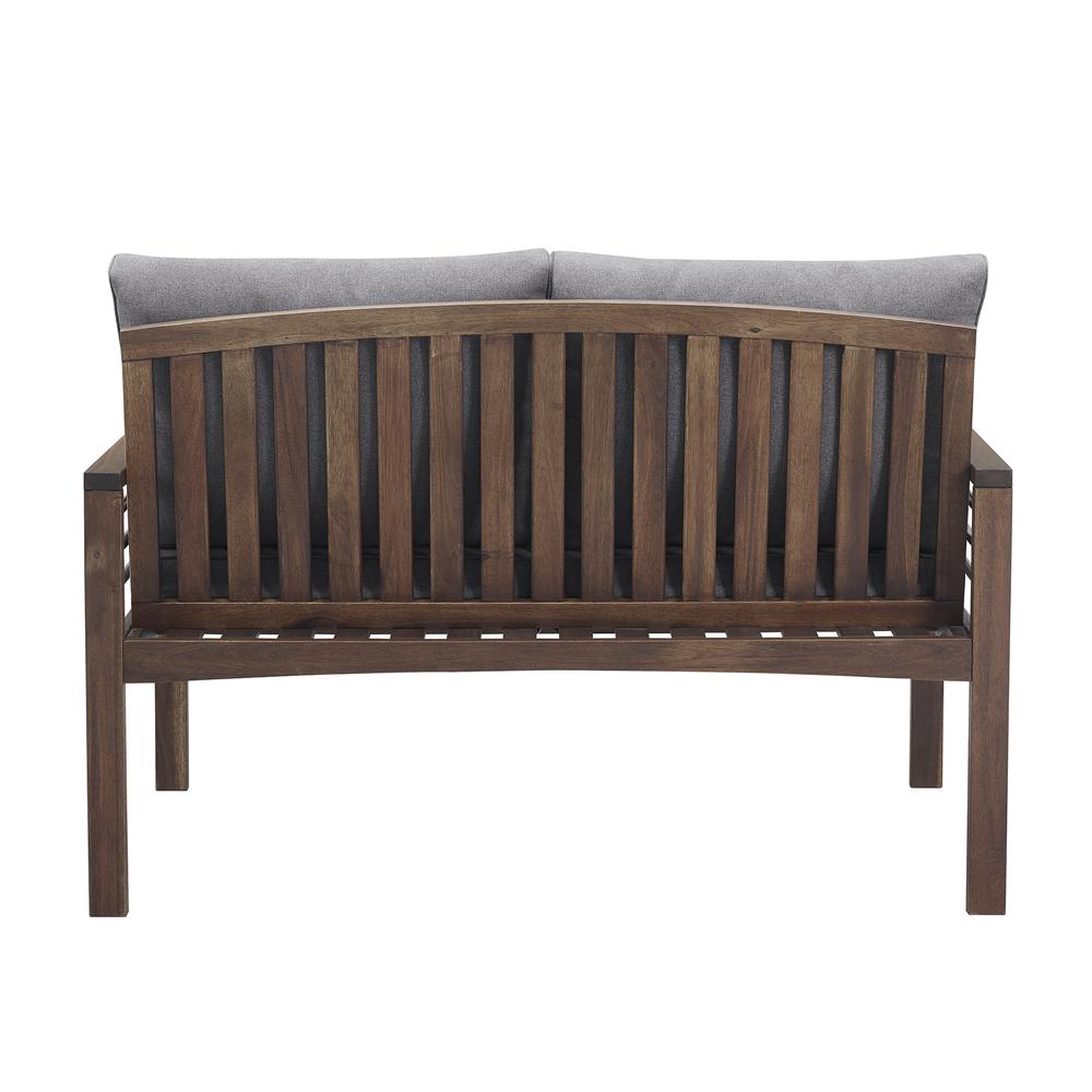 Pearson Modern Wood and Metal Outdoor Loveseat - Grey/Dark Brown. Picture 4