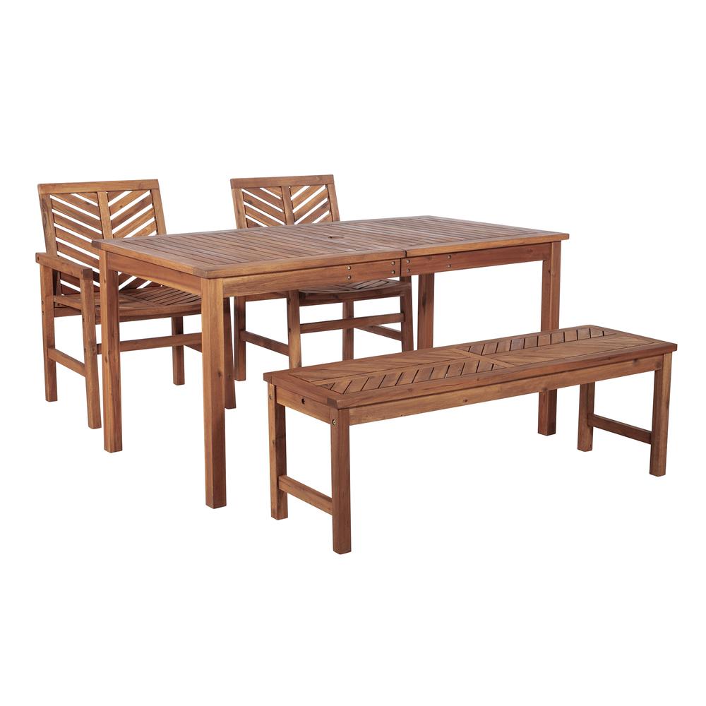 4-Piece Chevron Outdoor Patio Dining Set - Brown. Picture 1