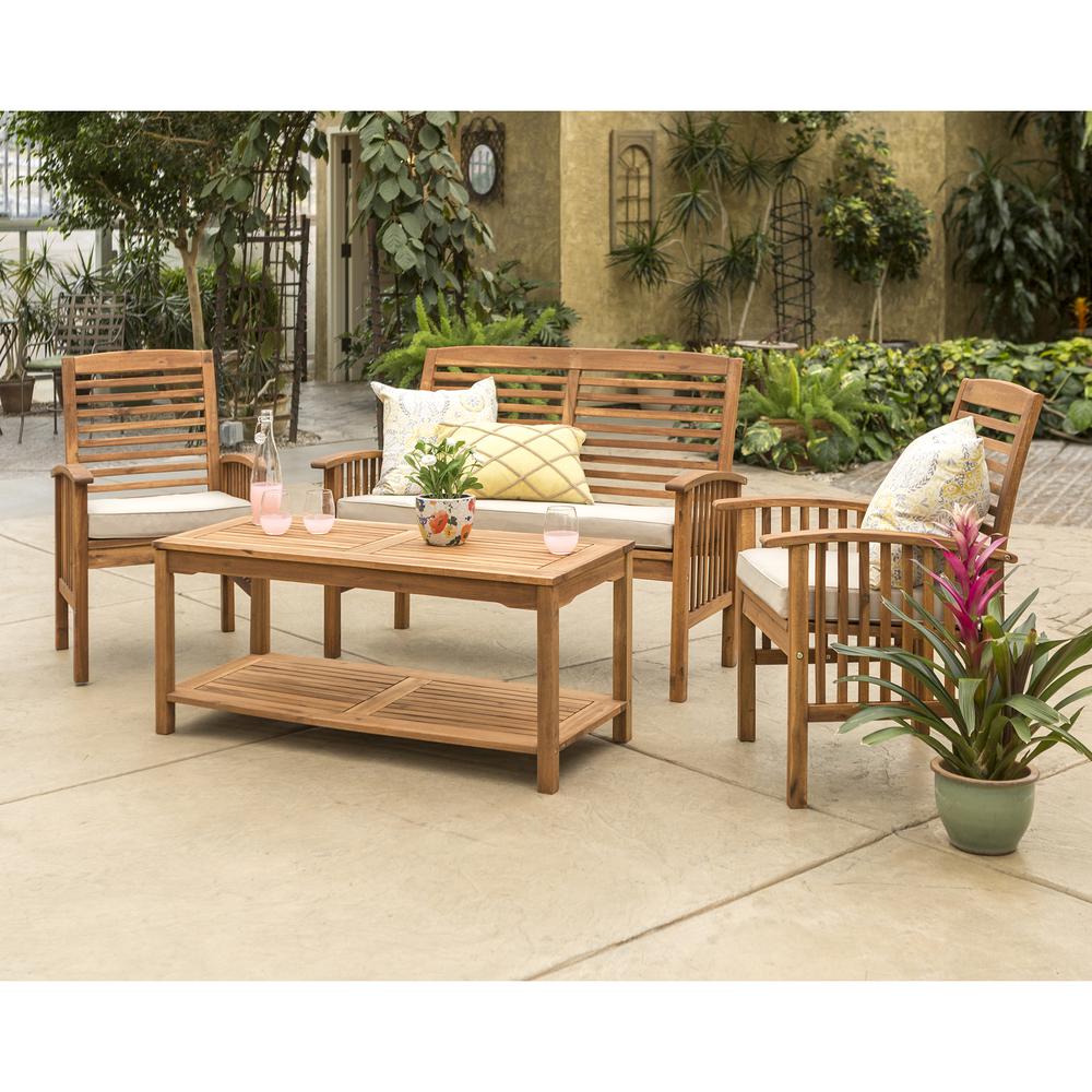 4-Piece Brown Patio Conversation Set with Cushions. Picture 2