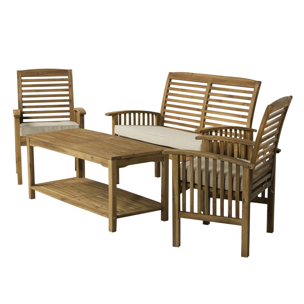 4-Piece Brown Patio Conversation Set with Cushions. The main picture.