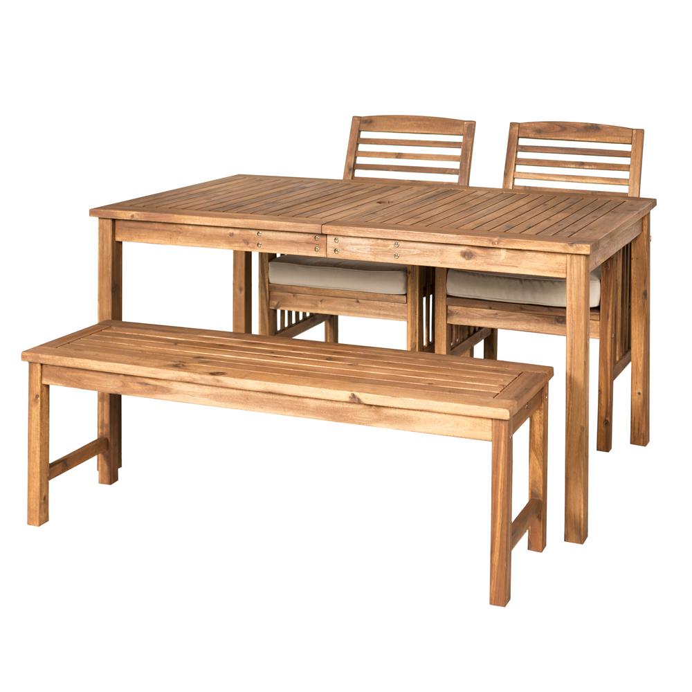 Acacia Wood Classic Patio 4-Piece Dining Set - Brown. The main picture.