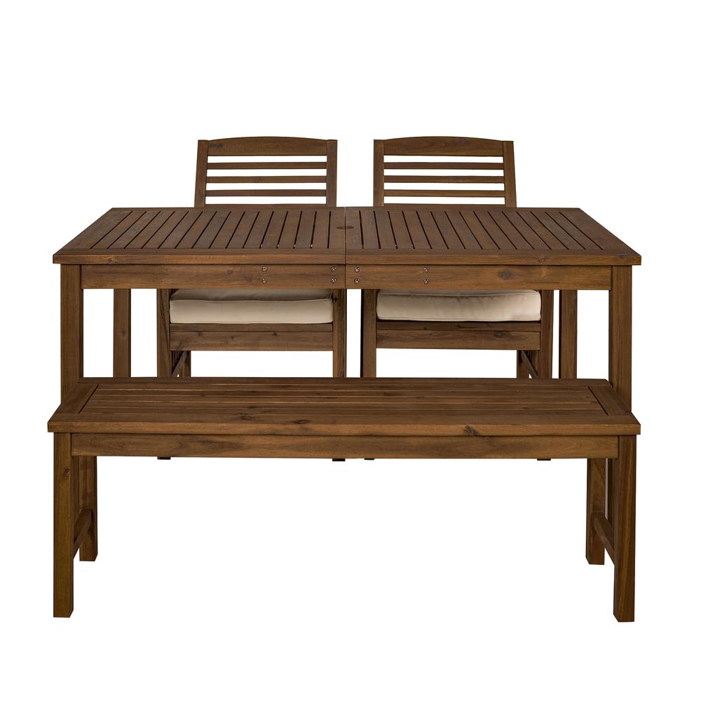 Acacia Wood Classic Patio 4-Piece Dining Set - Dark Brown. Picture 3