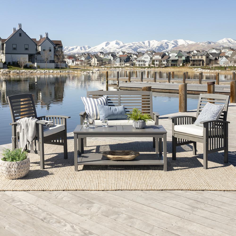 4-Piece Classic Outdoor Patio Chat Set - Grey Wash. Picture 2