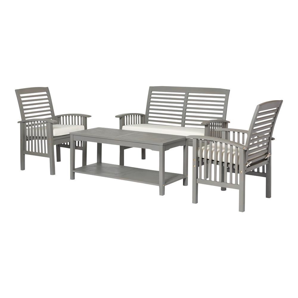 4-Piece Classic Outdoor Patio Chat Set - Grey Wash. Picture 1