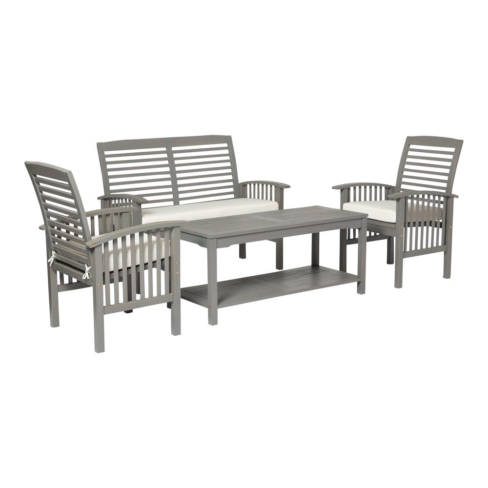 4-Piece Classic Outdoor Patio Chat Set - Grey Wash. Picture 3