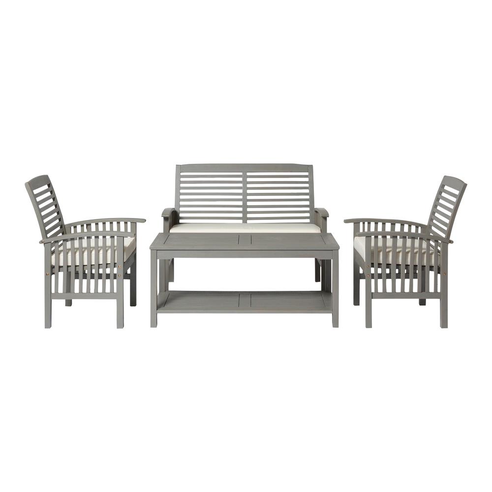 4-Piece Classic Outdoor Patio Chat Set - Grey Wash. Picture 4