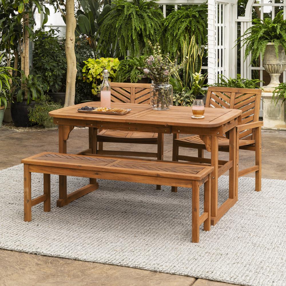 4-Piece Extendable Outdoor Patio Dining Set - Brown. Picture 2