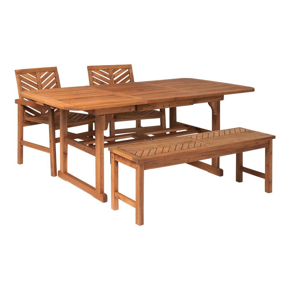 4-Piece Extendable Outdoor Patio Dining Set - Brown. The main picture.