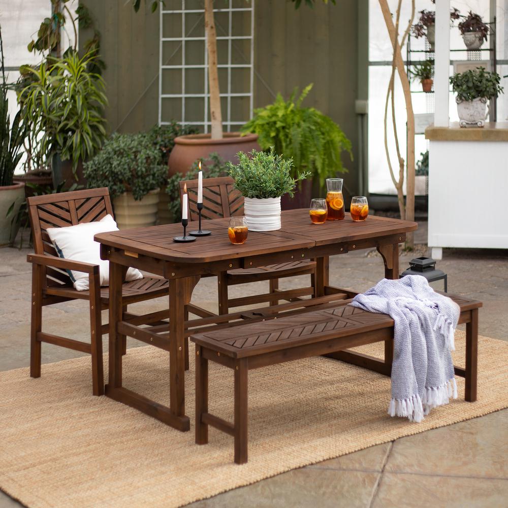 4-Piece Extendable Outdoor Patio Dining Set - Dark Brown. Picture 2