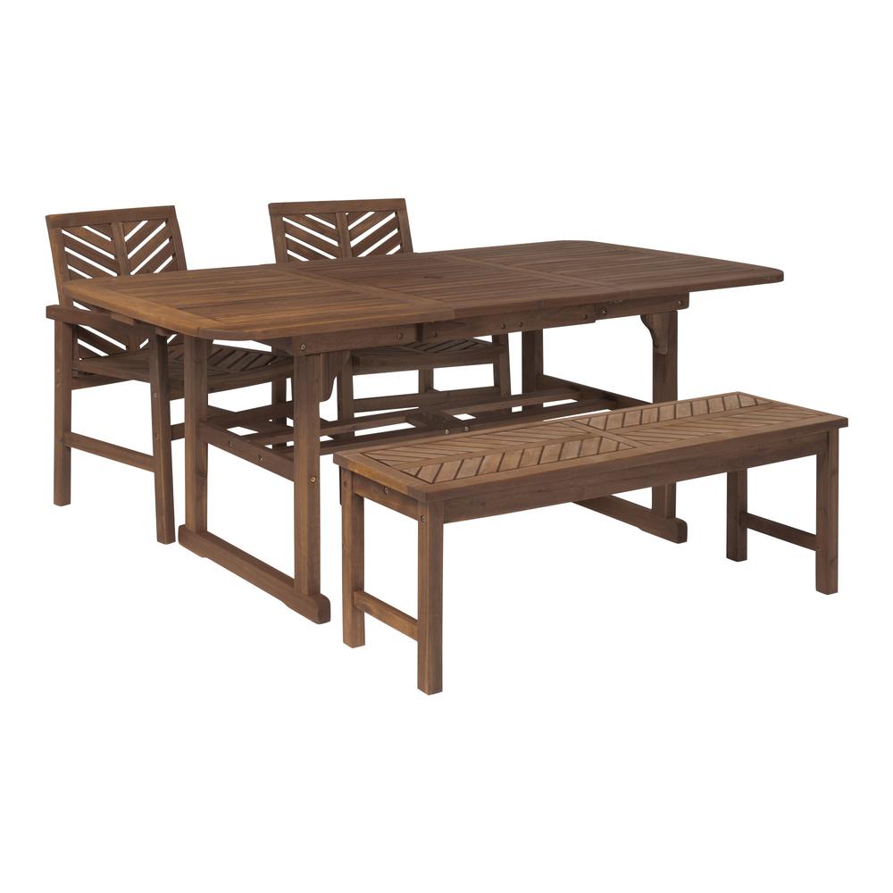 4-Piece Extendable Outdoor Patio Dining Set - Dark Brown. Picture 1