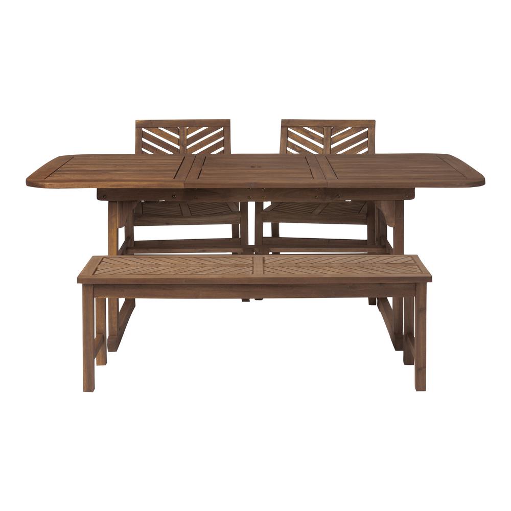 4-Piece Extendable Outdoor Patio Dining Set - Dark Brown. Picture 3