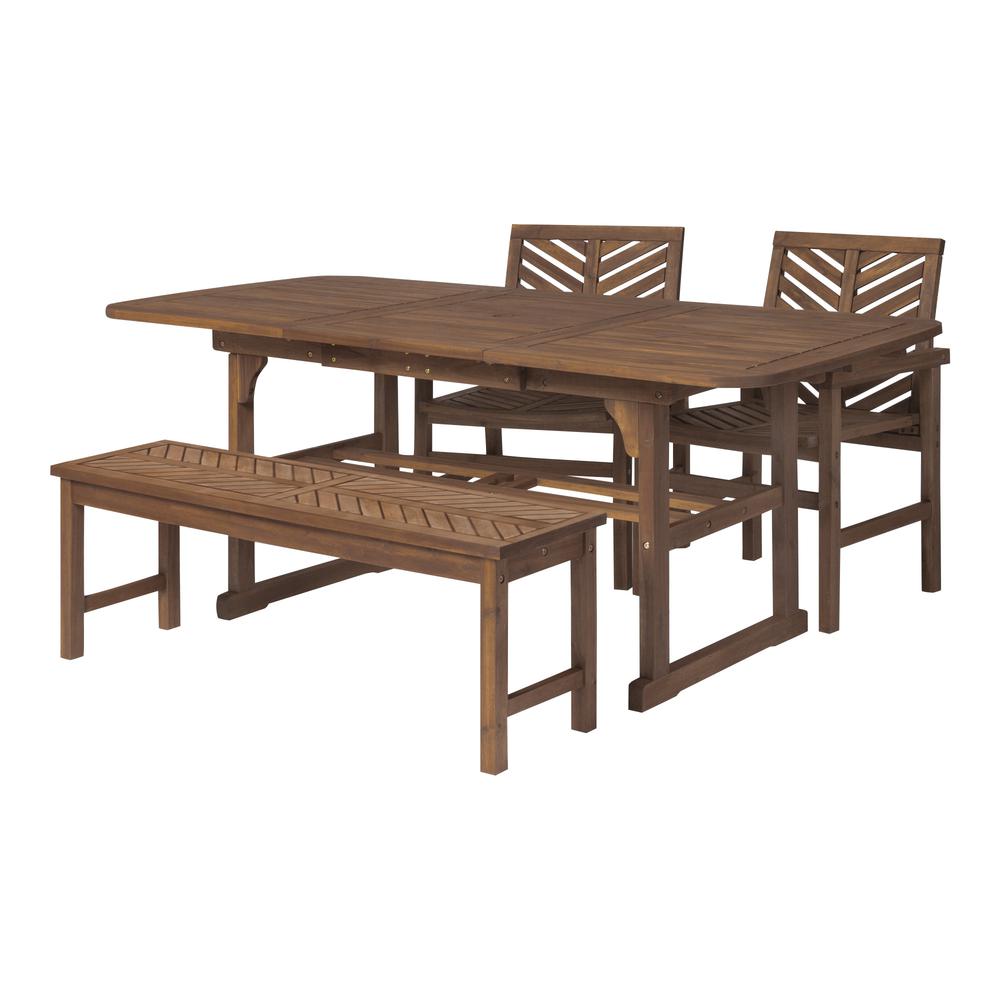 4-Piece Extendable Outdoor Patio Dining Set - Dark Brown. Picture 4