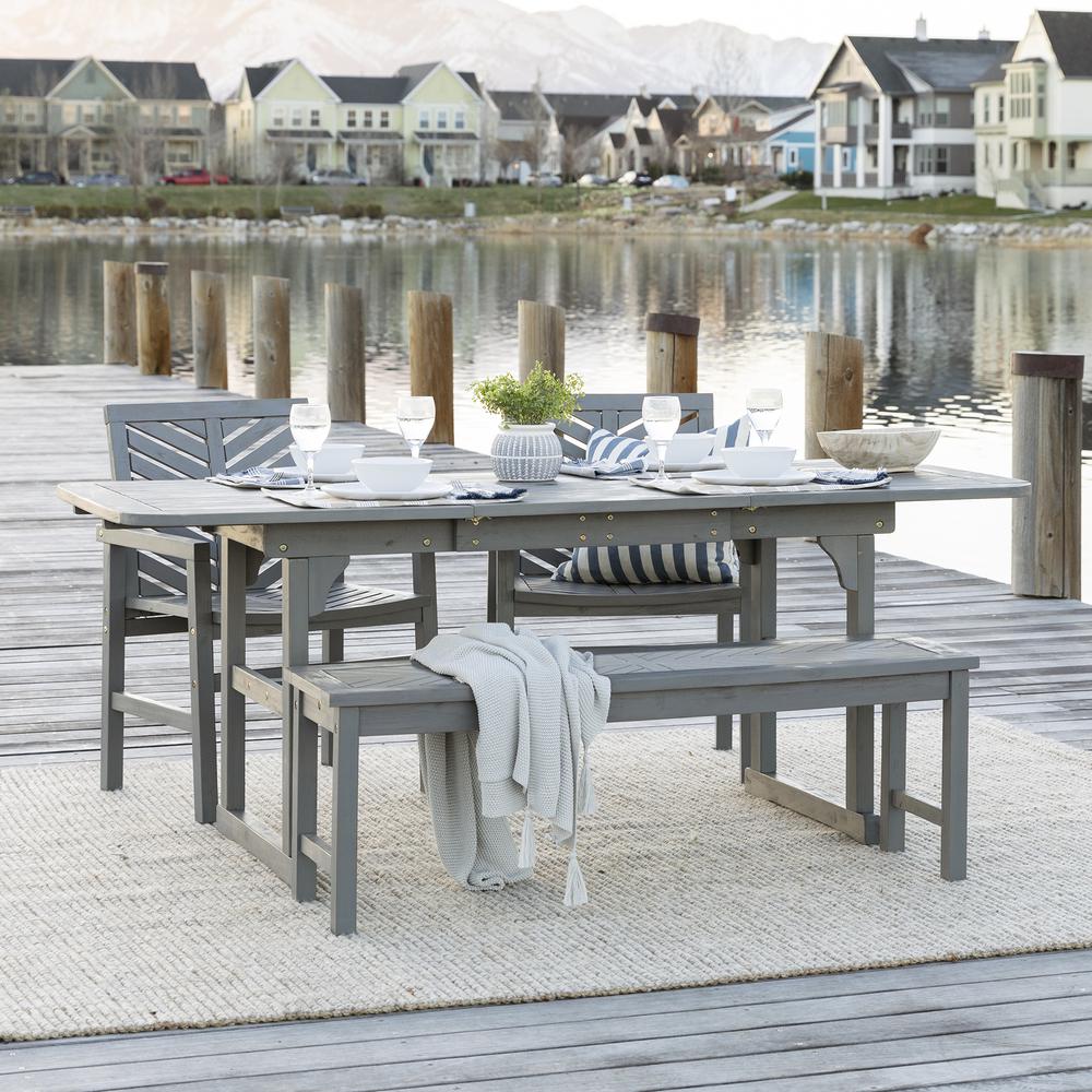 4-Piece Extendable Outdoor Patio Dining Set - Grey Wash. Picture 2