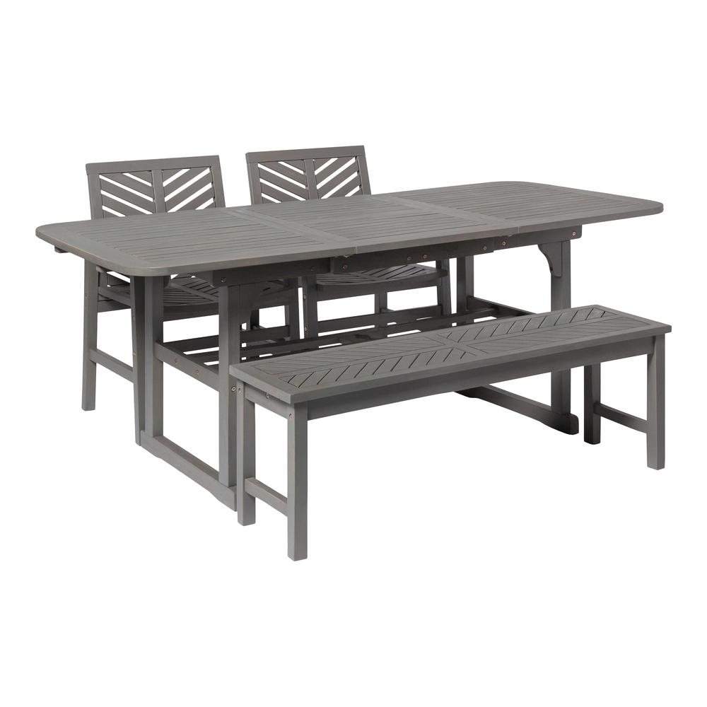 4-Piece Extendable Outdoor Patio Dining Set - Grey Wash. Picture 1