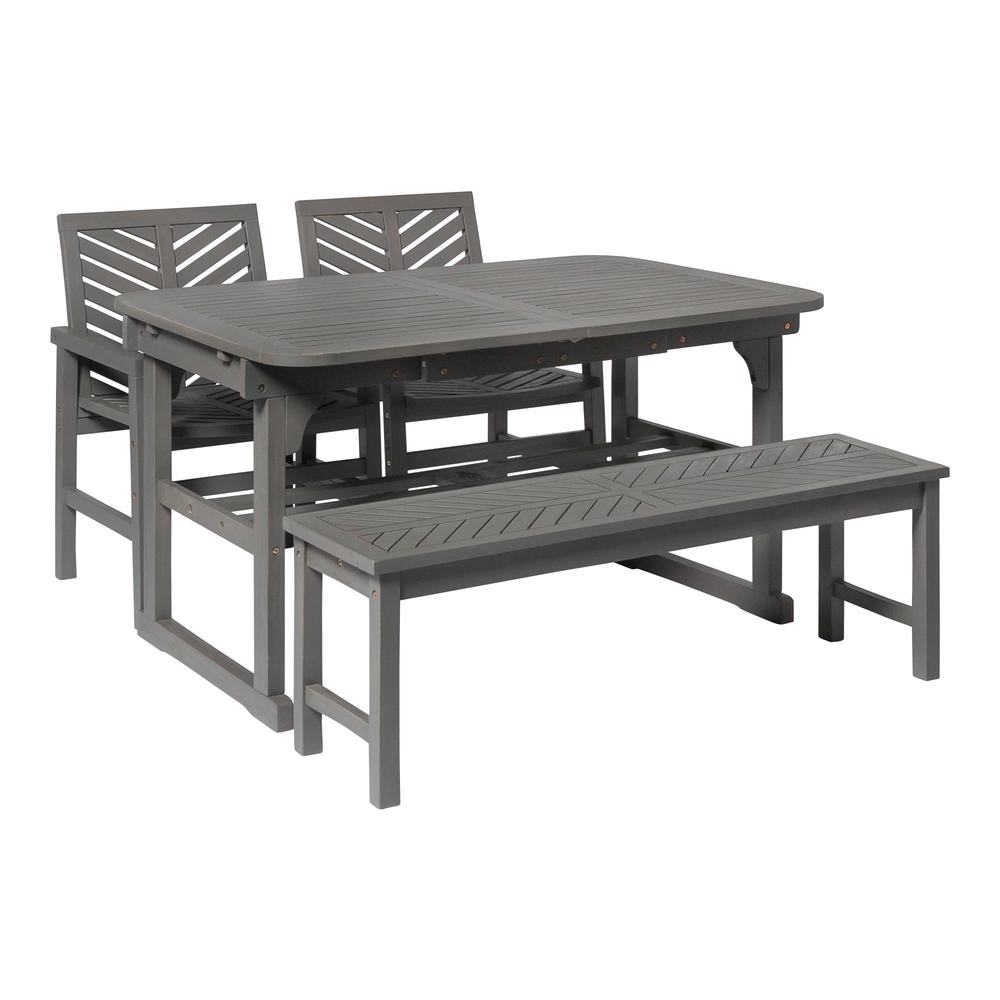 4-Piece Extendable Outdoor Patio Dining Set - Grey Wash. Picture 3