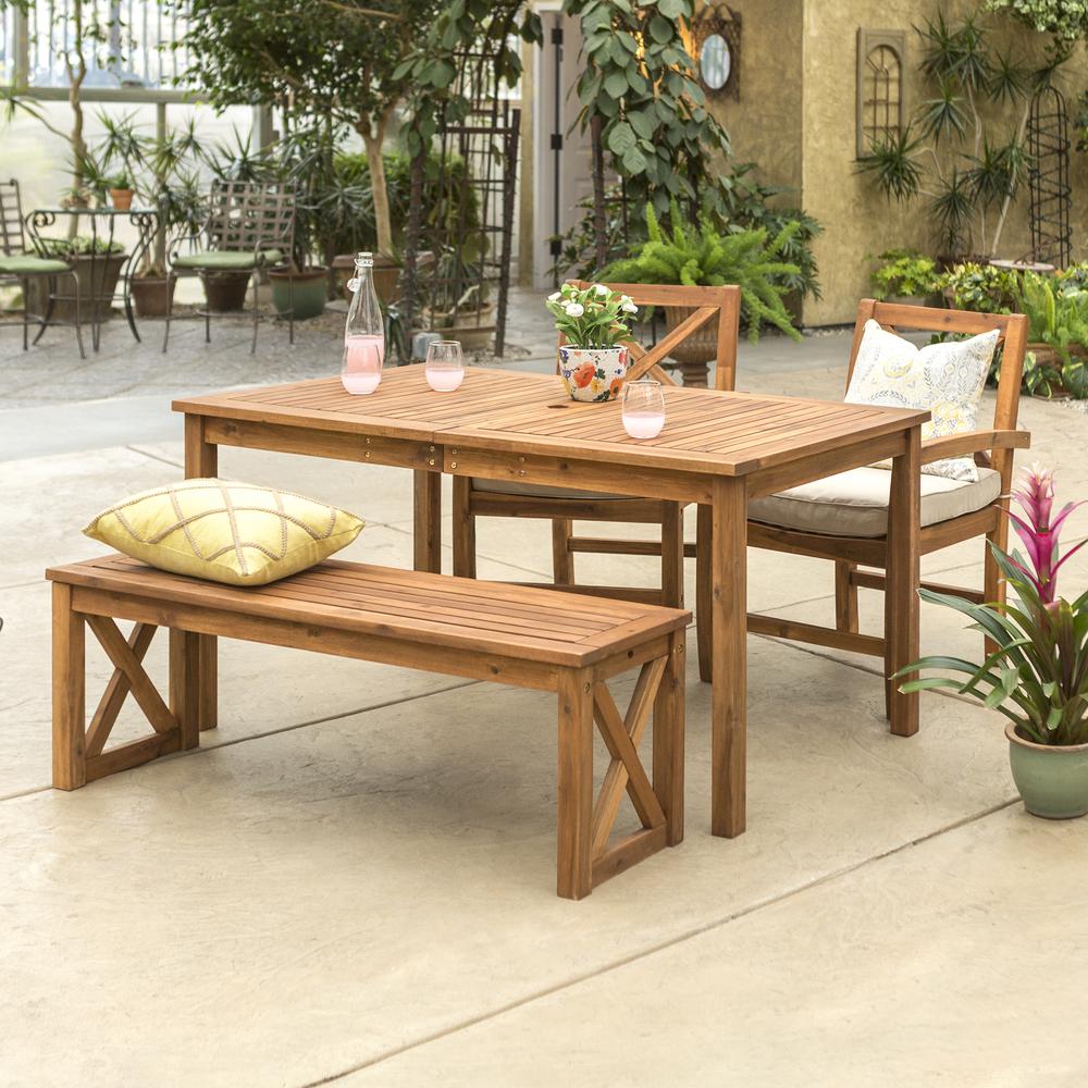 Acacia Wood X-Back Classic Patio 4-Piece Dining Set. Picture 2