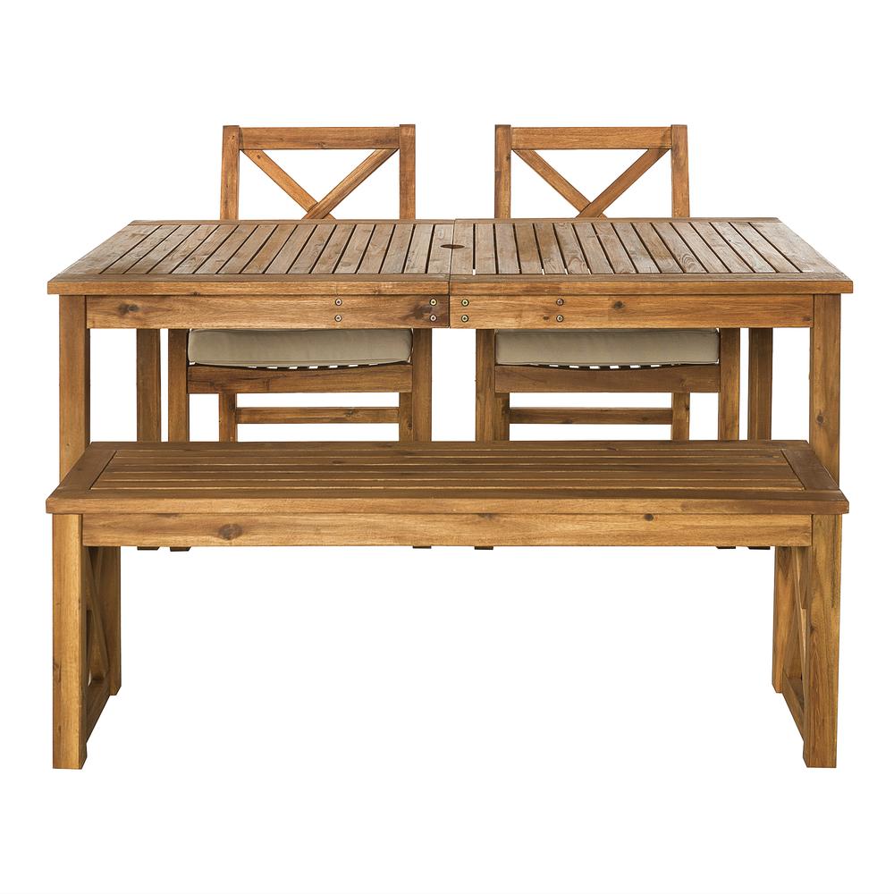 Acacia Wood X-Back Classic Patio 4-Piece Dining Set. Picture 3