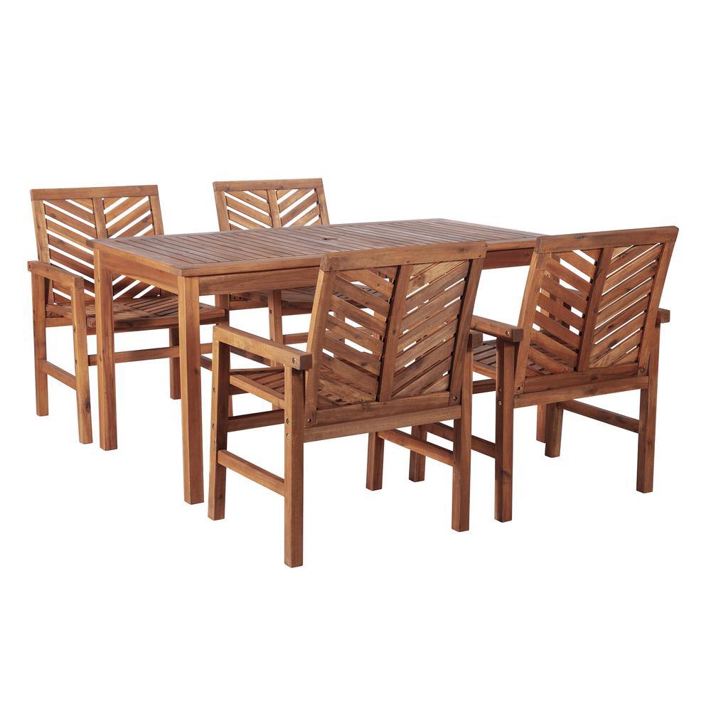 5-Piece Chevron Outdoor Patio Dining Set - Brown. Picture 2