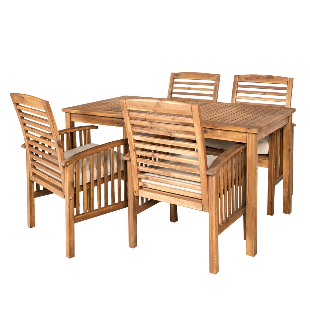 Acacia Wood Classic Patio 5-Piece Dining Set - Brown. Picture 1