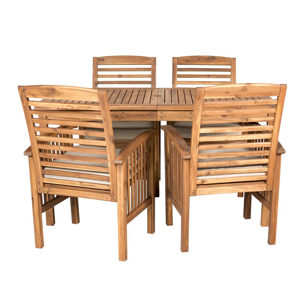 Acacia Wood Classic Patio 5-Piece Dining Set - Brown. Picture 3