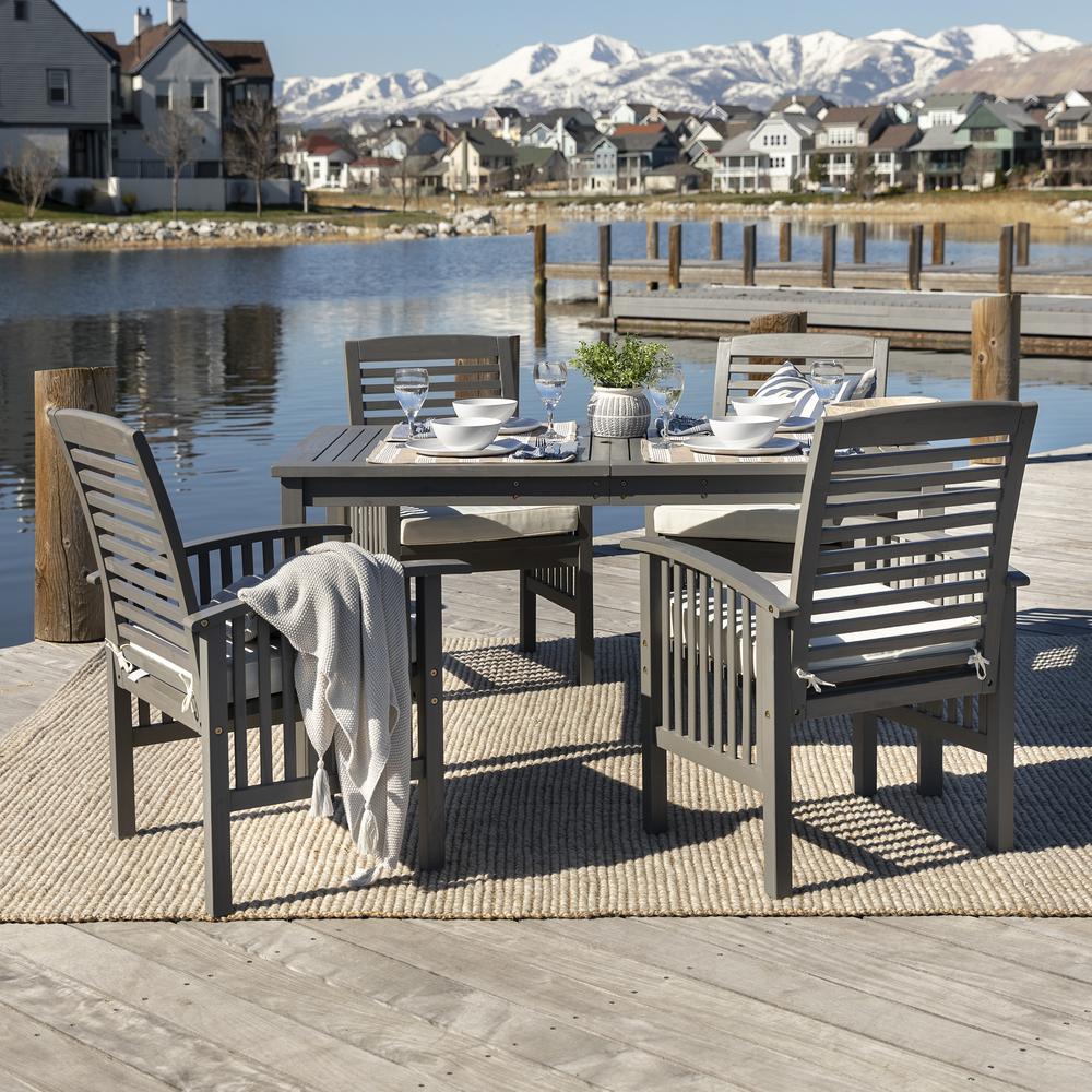 5-Piece Simple Outdoor Patio Dining Set - Grey Wash. Picture 2