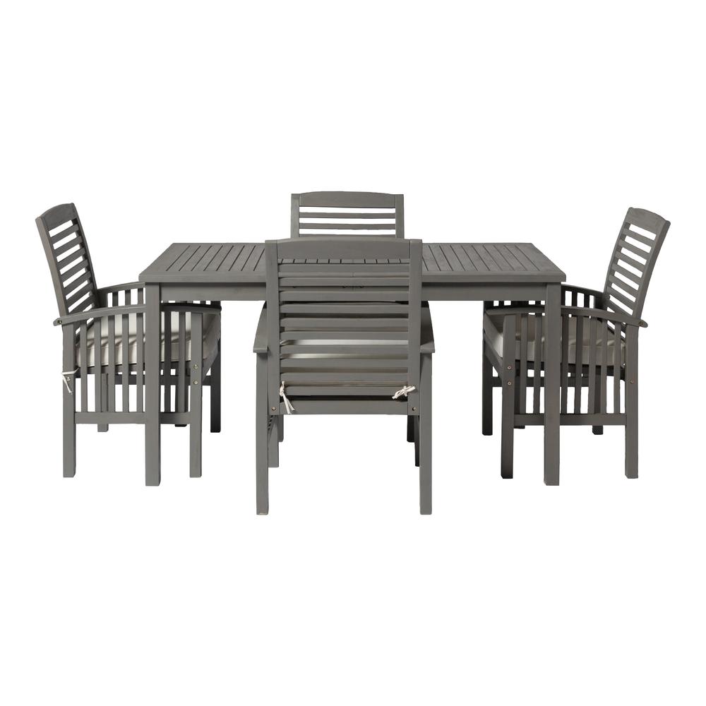 5-Piece Simple Outdoor Patio Dining Set - Grey Wash. Picture 4
