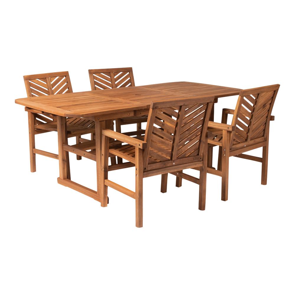5-Piece Extendable Outdoor Patio Dining Set - Brown. The main picture.