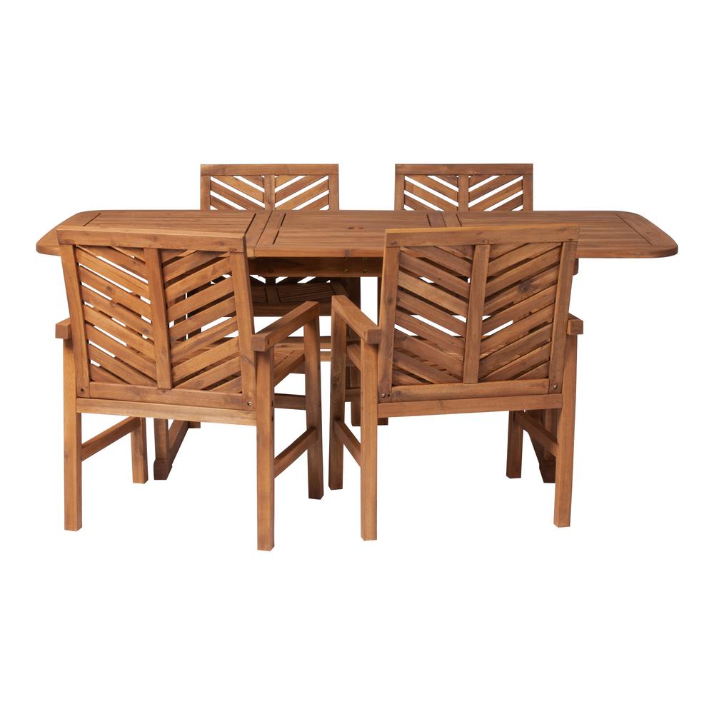 5-Piece Extendable Outdoor Patio Dining Set - Brown. Picture 3