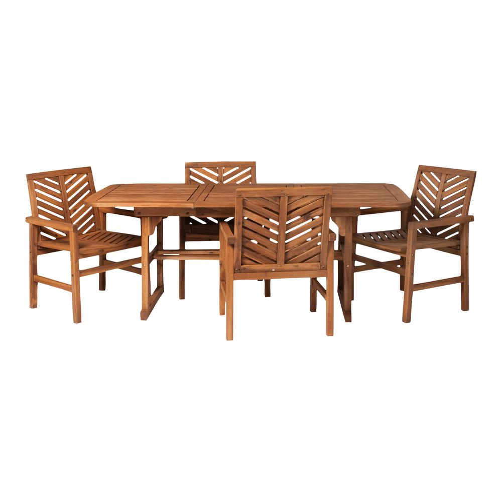 5-Piece Extendable Outdoor Patio Dining Set - Brown. Picture 4