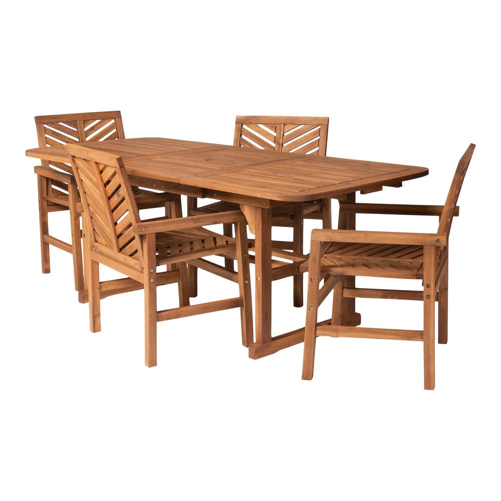 5-Piece Extendable Outdoor Patio Dining Set - Brown. Picture 5