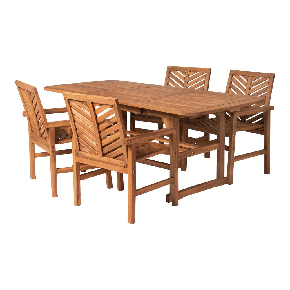 5-Piece Extendable Outdoor Patio Dining Set - Brown. Picture 6