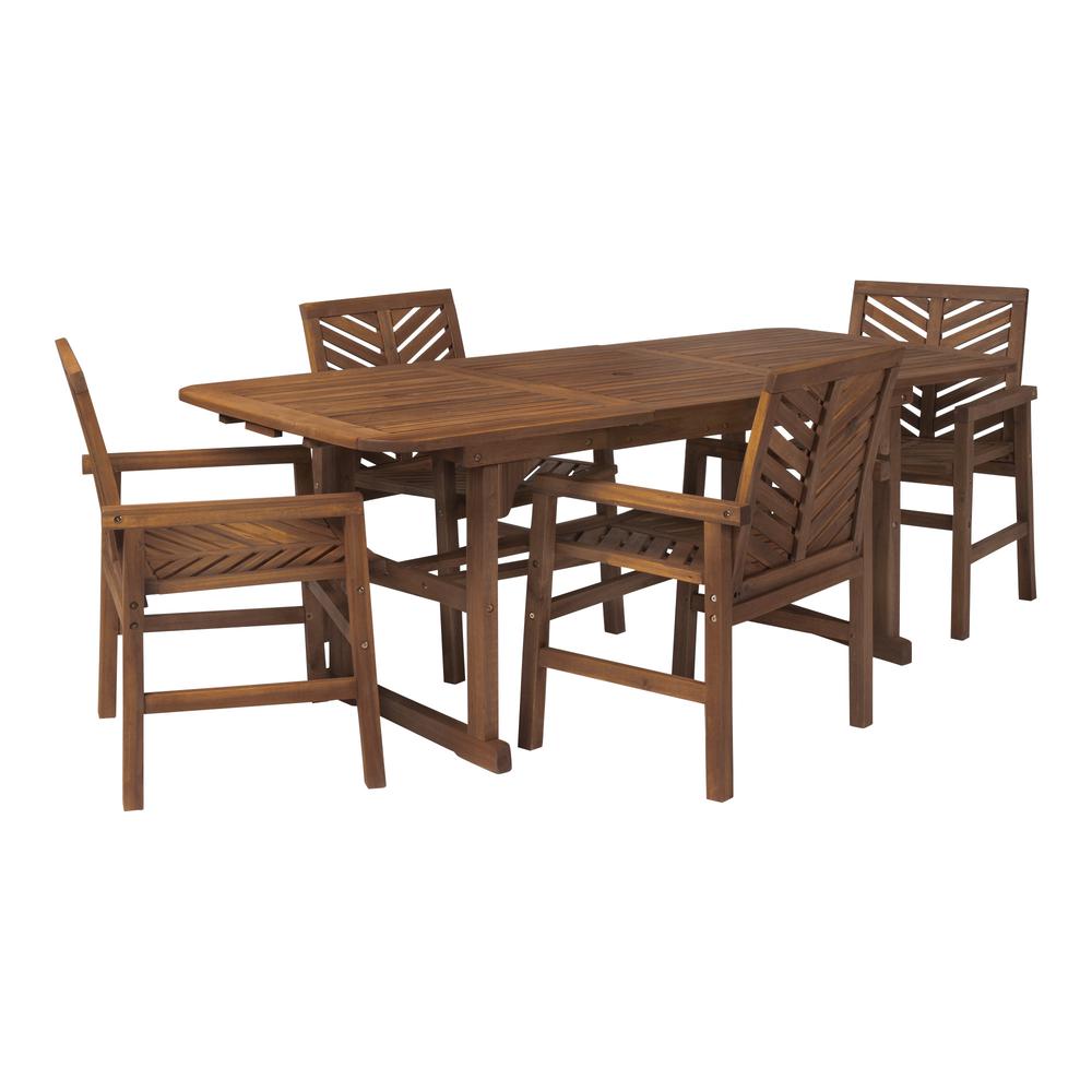 5-Piece Extendable Outdoor Patio Dining Set - Dark Brown. The main picture.
