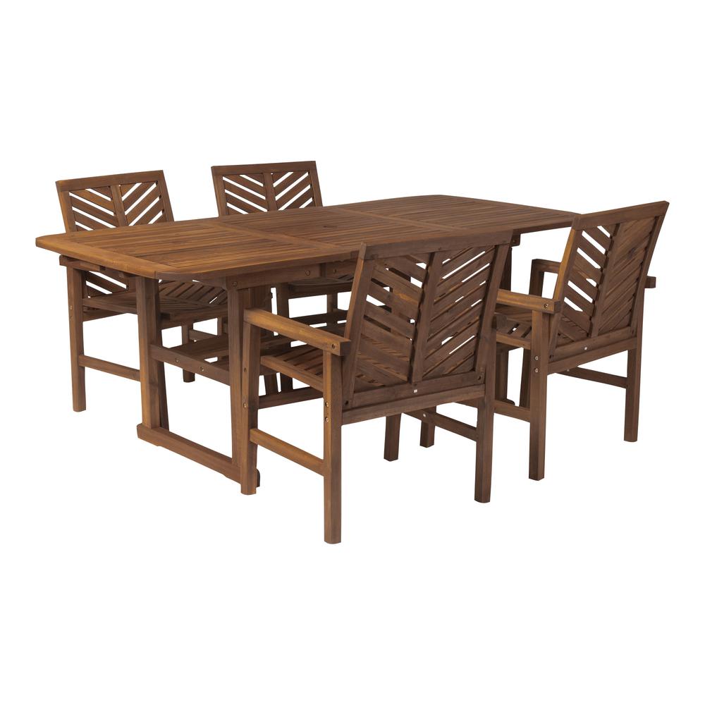 5-Piece Extendable Outdoor Patio Dining Set - Dark Brown. Picture 3