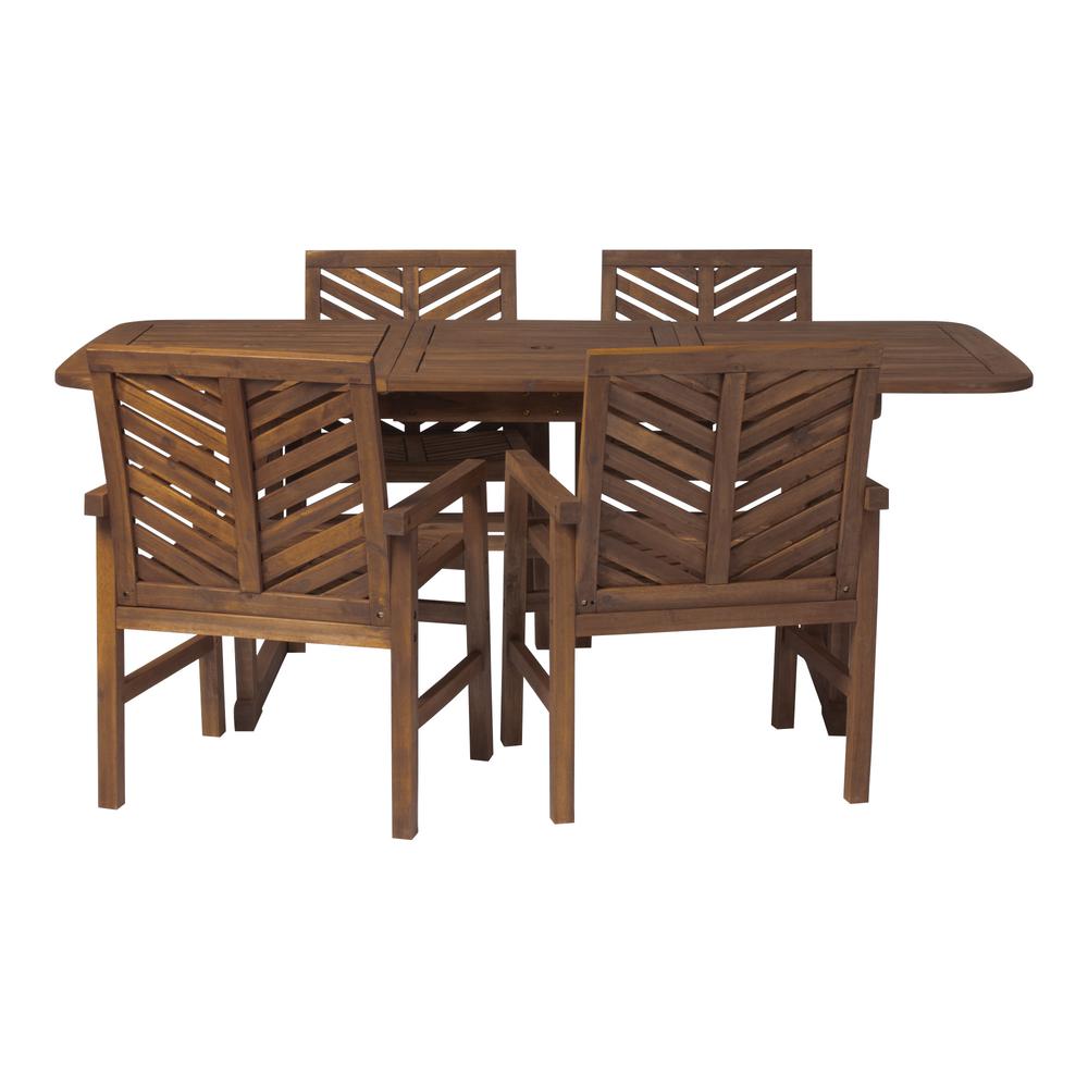 5-Piece Extendable Outdoor Patio Dining Set - Dark Brown. Picture 4