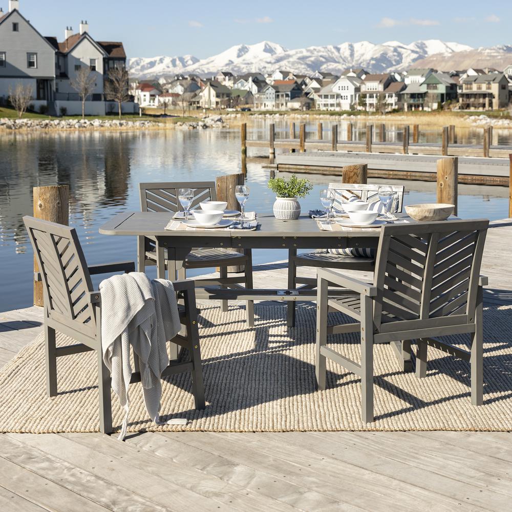 5-Piece Extendable Outdoor Patio Dining Set - Grey Wash. Picture 2