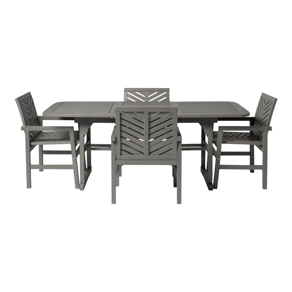 5-Piece Extendable Outdoor Patio Dining Set - Grey Wash. Picture 5