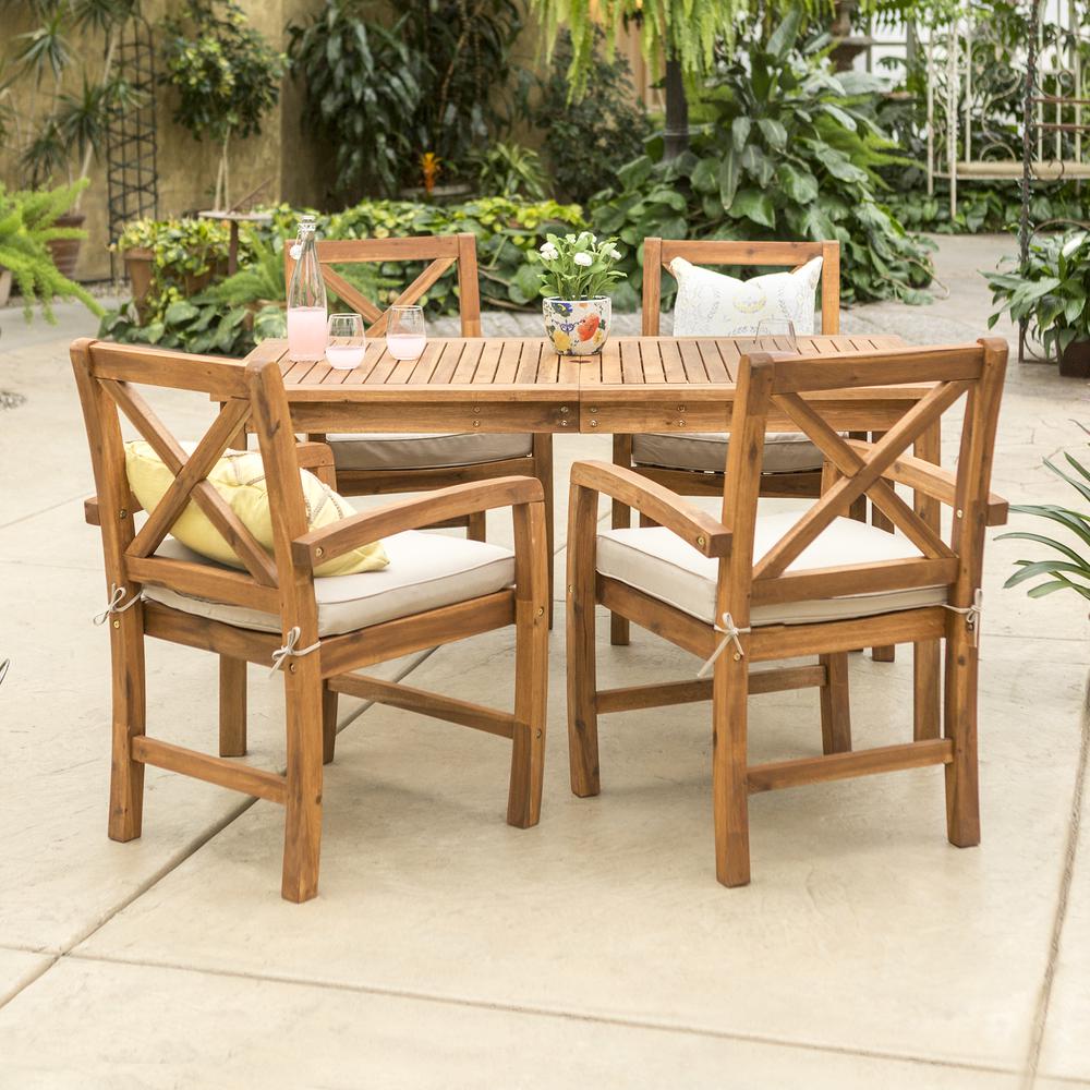 Acacia Wood X-Back Classic Patio 5-Piece Dining Set. Picture 2